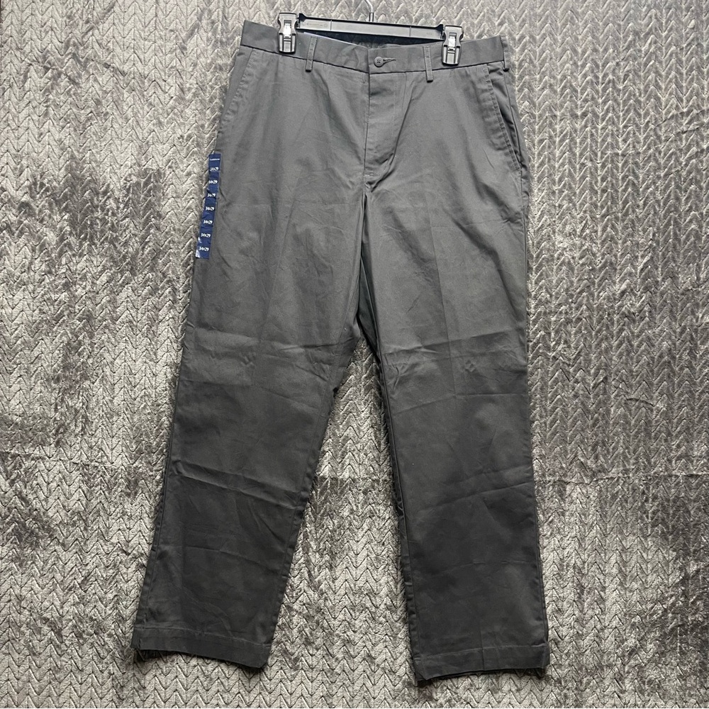 Croft & Barrow Men's Classic Fit Flat Front Poplin Pant Size 34x29 Gray NWT